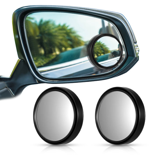 2 Pack Blind Spot Mirrors For Car Wide-Angle Convex Mirror For Side View Mirror Blindspot Round Self Adhesive Angle Adjustable Blind Spot Mirrors Black For Car And Truck Accessories