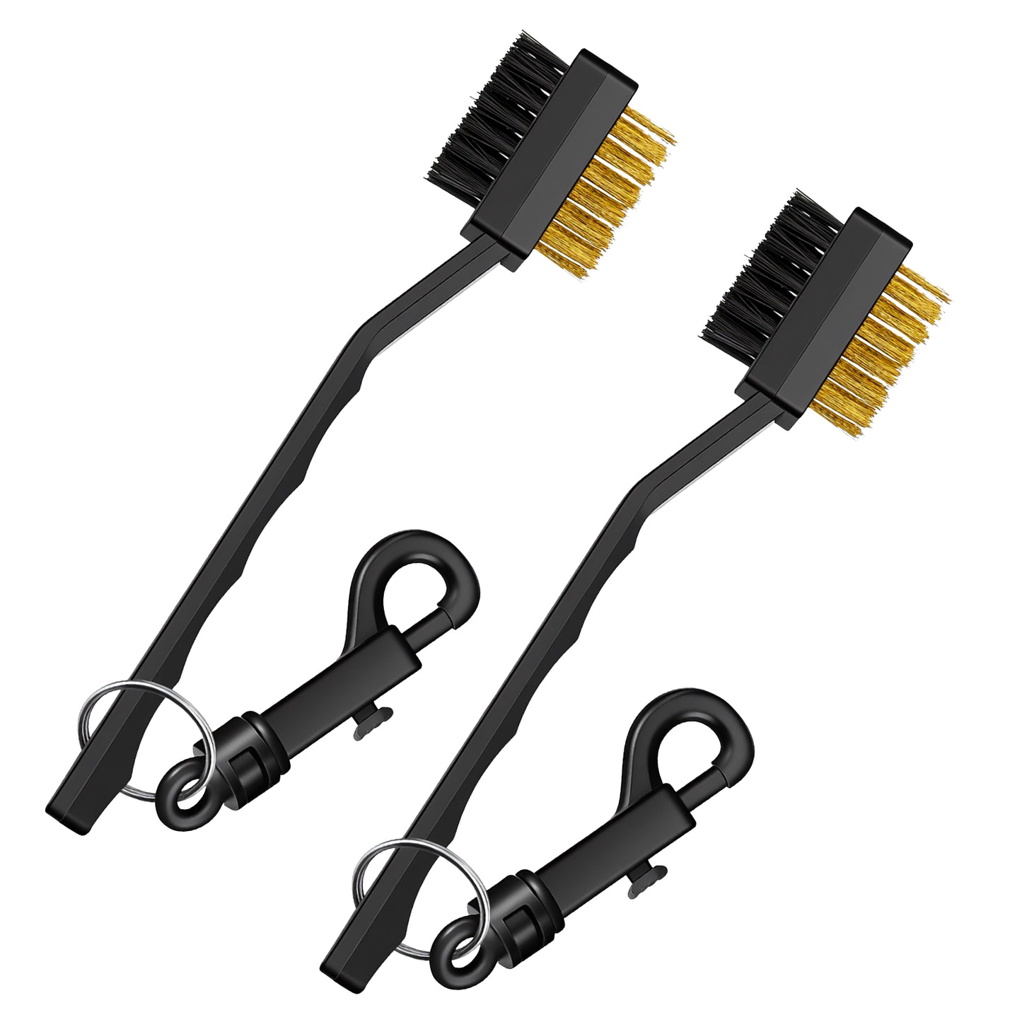 2 Pack Golf Brush And Groove Cleaner Ball Cleaner Club Cleaning Brush Dual-Sided Golf Club Brushes Nylon Bristles Comfortable Grip For Clubs Balls Black Easily Attaches To Golf Bag