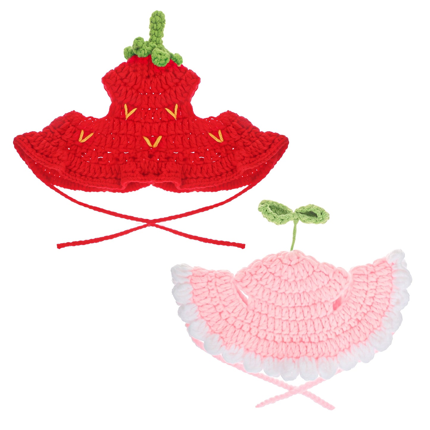 RAHHLIZS 2Pcs Cat Hat, Cat Crochet Hats Strawberry Cats Clothing
