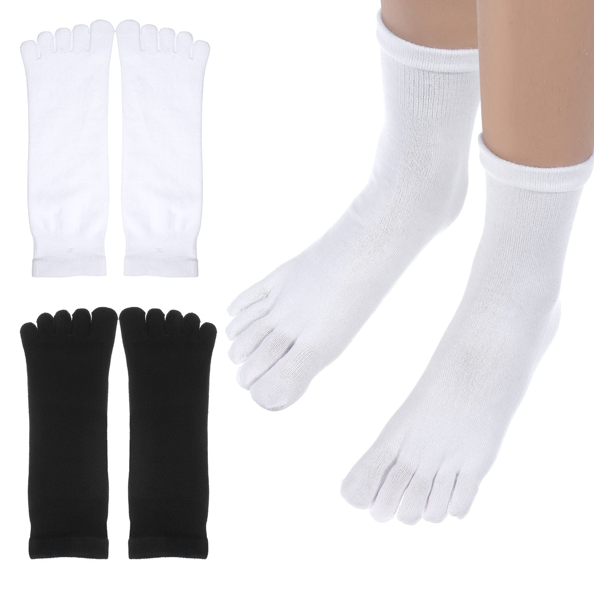 RAHHLIZS 2 Pairs Toe Socks for Men Women Cotton Five Finger Socks