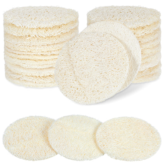 30 Pcs Ymapinc Exfoliating Face Pads, Natural Loofah Sponge, Face Scrubber, Eco Sponges, Facial Scrub Exfoliator, Facial Exfoliator for Men & Women