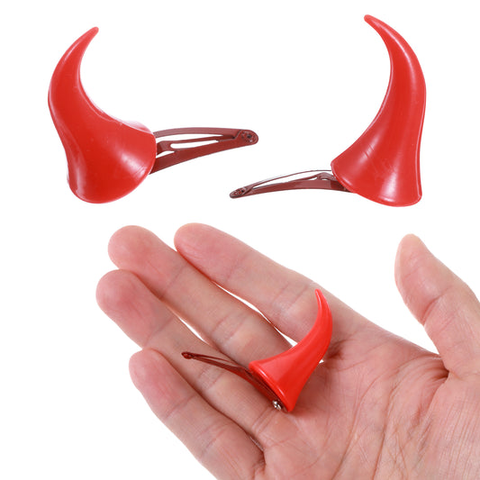 1 Pair Devil Horn Hair Clips Red Demon Horns Cosplay Accessories Small Demon Horns Headband for Women Girls Kids Men Halloween Costume Headwear Party Dress Up Use Festival Gifts 1.5 x 1.38 Inch