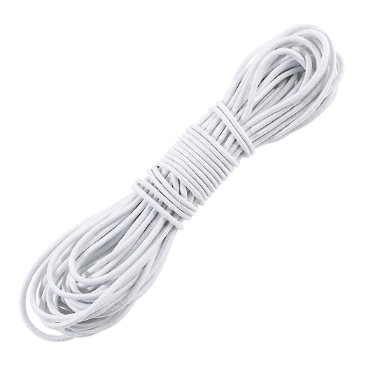 1PCS Bungee Cord 1/8 Inch(3mm) 33ft Long Heavy Duty Black Elastic Cord Roll Shock Cord Elastic Rubber Rope Bungee Straps for Kayak, Tent Poles, And DIY Projects (White)
