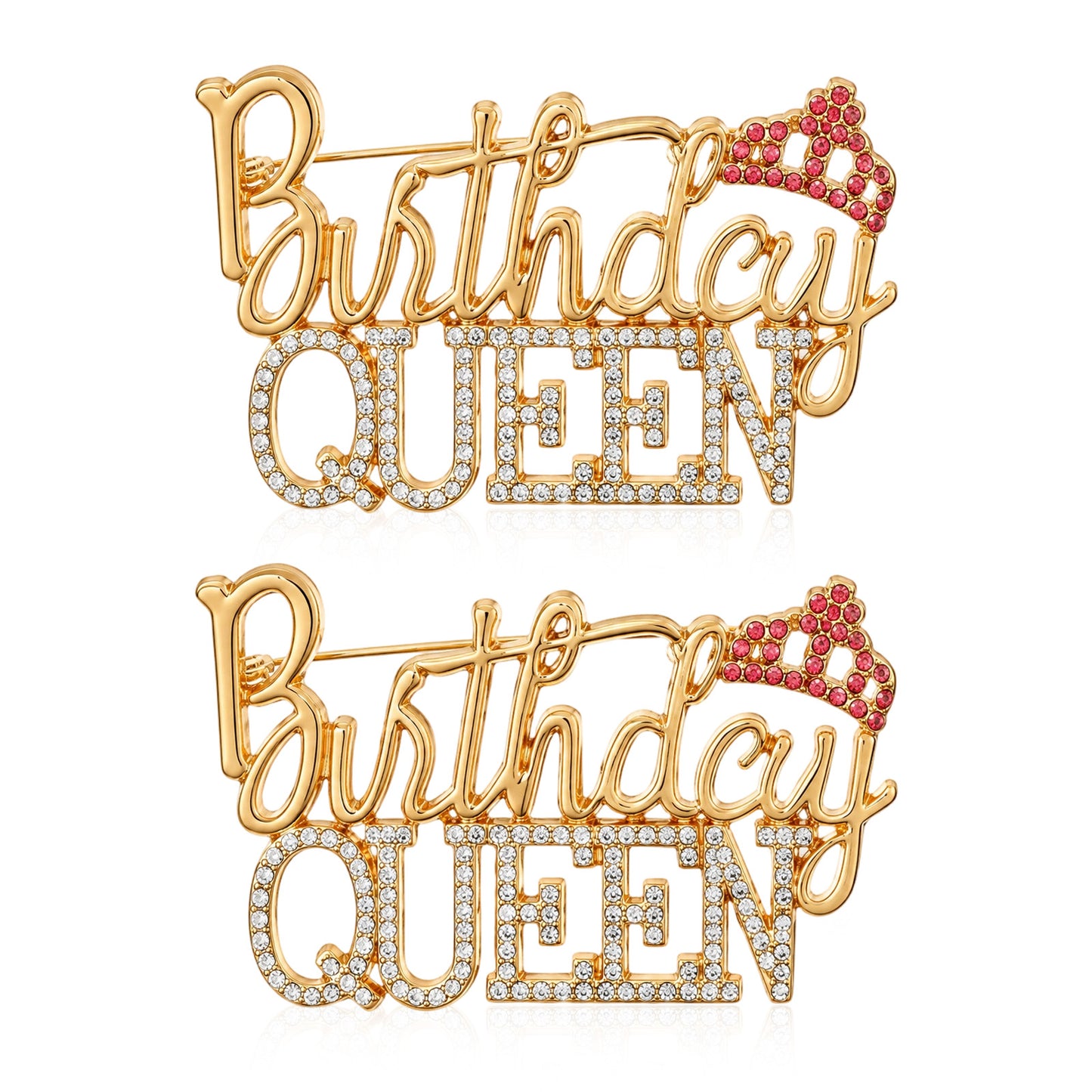 Ymapinc 2Pcs Birthday Girl Badge, Gold Birthday Queen Metal Lapel Pin