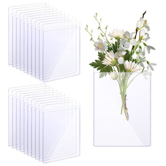 20 PCS Boutonniere Plastic Clear Pocket Sleeve Holder, No Lapel Pin Required, Wrist Corsage Supplies Card Plastic Pouch for Men Groom Groomsmen Weddings, Proms, Homecomings