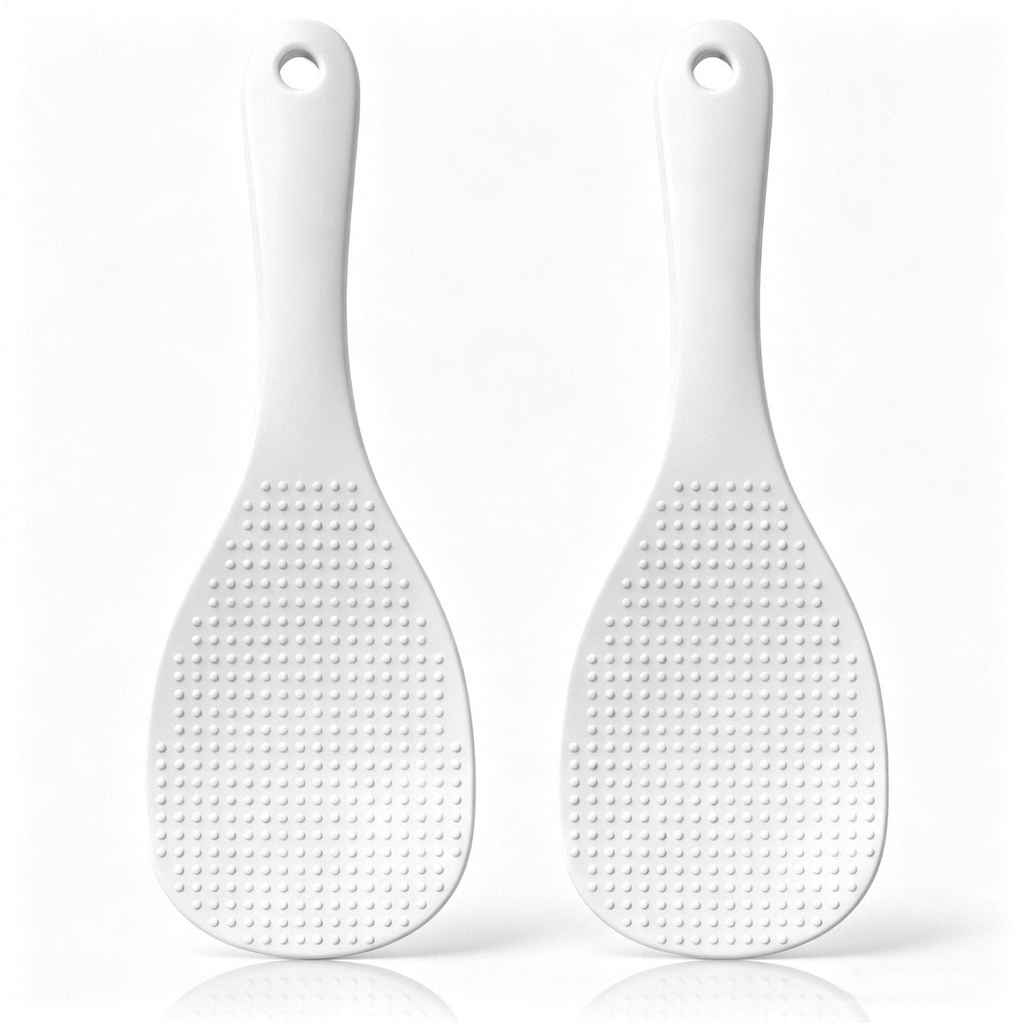 Mabor 2PCS Rice Spoon, Plastic Rice Serving Spoon Paddle Non Stick PP Spatulas Kitchen Serving Utensils with Hanging Hole White
