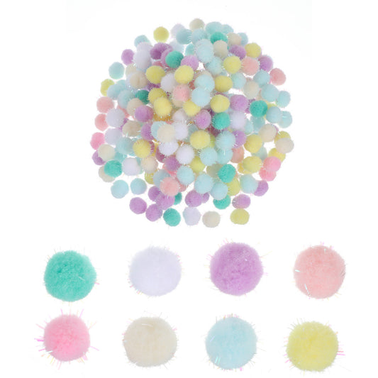 240 Pcs Pom Poms for Crafts Small Pompoms Puff Balls 1.5 Cm Small Pom Poms for Crafts Multicolor Mini Pompoms Bulk for DIY Arts, Craft Projects, Home Making Decorations Summer Holiday Party
