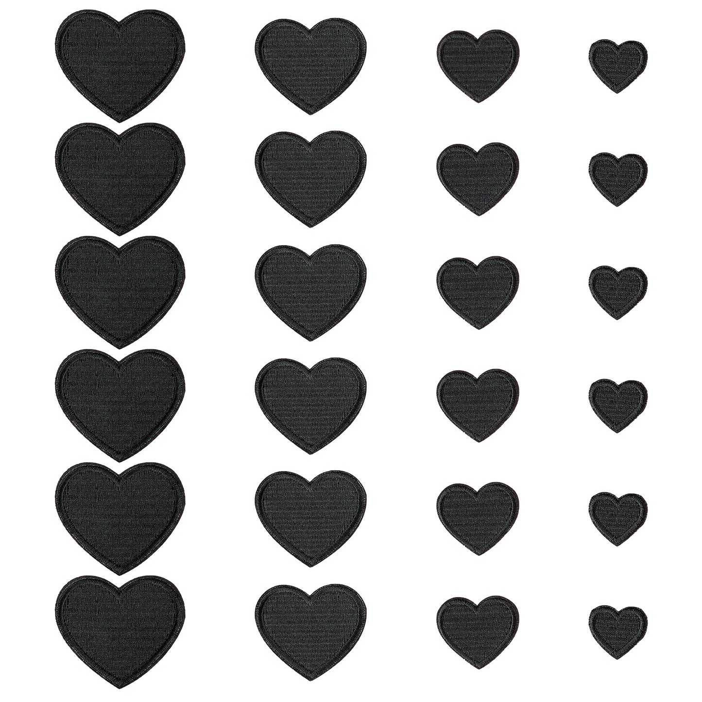24PCS Red Hearts Patches Embroidered Iron On/Sew on Heart Shape Patches Heart Patch Cute Heart Shape Iron on/sew on Patches Heart Iron on Patches for Clothing Hat Jeans DIY Accessories (Black)