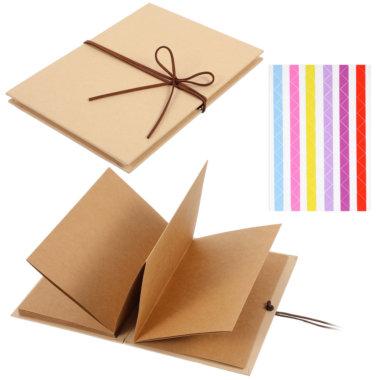 Small Scrapbook Album with Brown Pages Hardcover Photo Albums DIY Scrapbook Albums Stretchable Folding Kraft Paper Photos Collection for Wedding Anniversary Valentines Day Student Graduation Gift