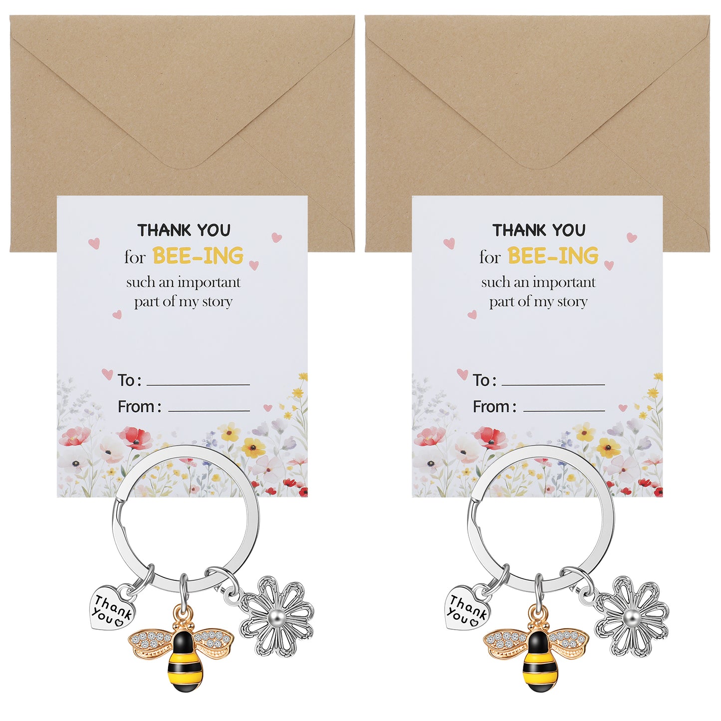 Matwsec Teacher Appreciation Bee Keychain Gifts for Women Cute Teachers Key Chain with Thank You Card and Envelope, Thanks Gift Bee Key chain in Teachers Gifts Thank You Keyring for Best Teacher