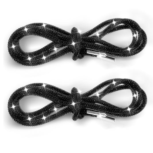 Ymapinc 2PCS Rhinestone Shoe Laces Rope Shoe Laces Shoe Strings Shiny Hoodie String Replacement Drawstring Cords for Shoe Laces Sweatpants Trunks Bags Accessories