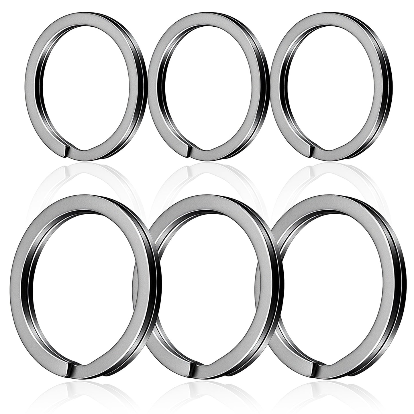RAHHLIZS 6 Pieces Silver Titanium Key Rings, 2 Sizes 20/25mm Split Keyrings Set Durable Versatile for Keychain Home Car Keys for Daily Life and Outdoor Activities