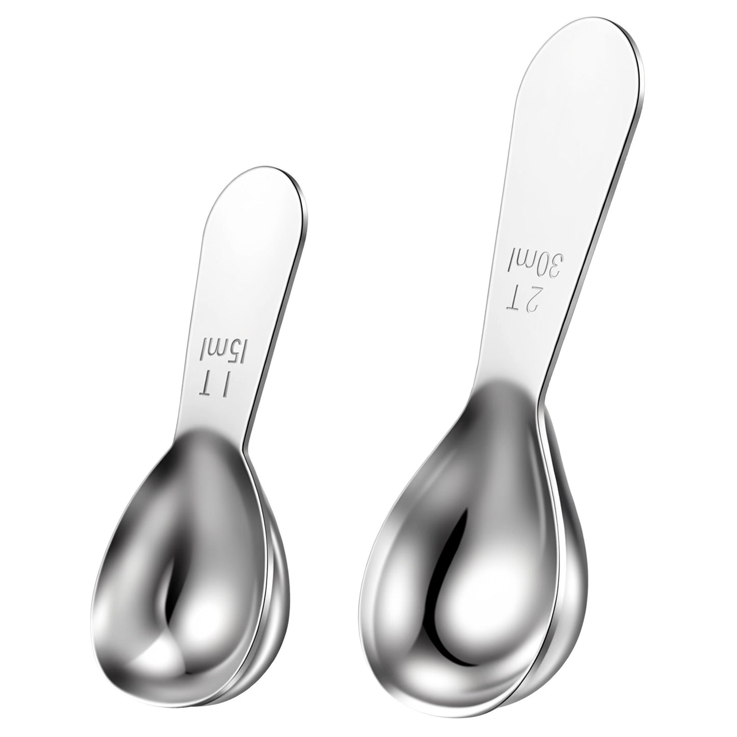 Nogeqi 2 Pack Tablespoon Measuring Spoon, 1tbsp/2tbsp Stainless Steel Coffee Scoop for Ground Coffees, Short Handle Coffee Measuring Scoop for Jars Canisters (15ml/30ml)