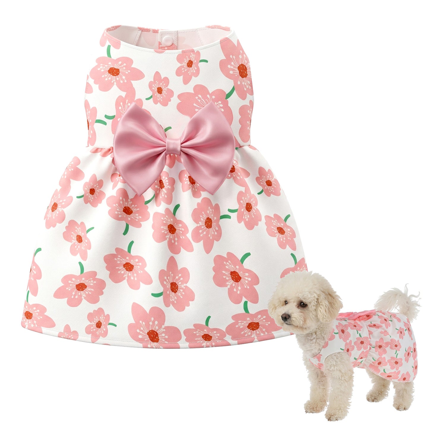 1 Pc Dog Clothes Floral Dog Dresses for Small Dogs Girl Cute Dogs Skirt for Puppy Small Cats Pink Princess Dress for Holiday Birthday Party Costume Clothing