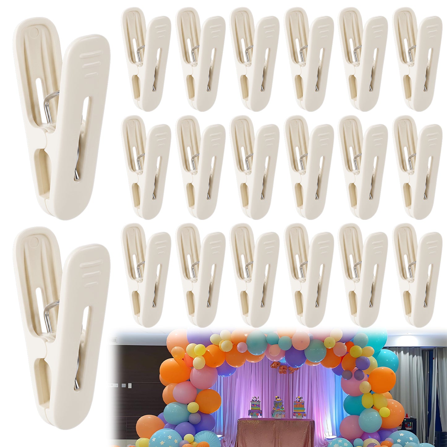 Ymapinc 20Pcs White Plastic Balloon Arch Clips, 2.4inch