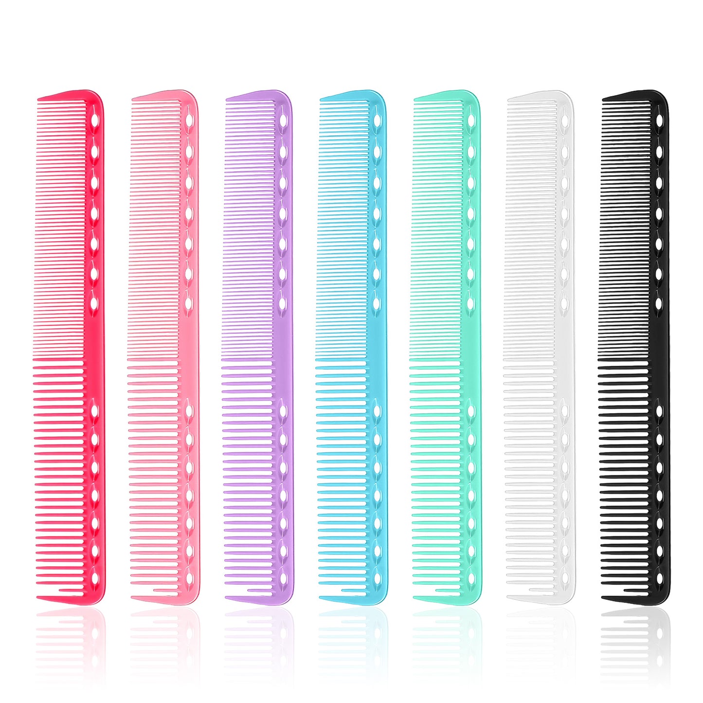 RAHHLIZS 7 PCS Hair Cutting Combs for Hair Stylist Professional Fine Cutting Comb Heat Resistant Salon Hairdressing Comb Set for Men and Women (Black, Pink, Blue, White, Rose Red, Green, Purple)