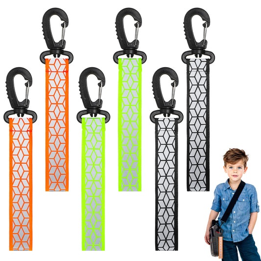 Ymapinc 6PCS Safety Reflector Pendant, Safety Reflectors for Walking, Backpack Accessories, Key Chains for Clothes, Dog Collar, Cycling, Running, Outdoor Activities, Fluorescent Green, Black, Orange