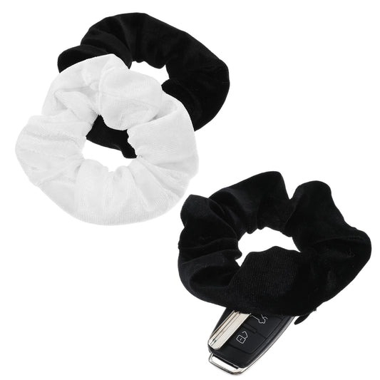 2PCS Black Satin Scrunchies with Zipper Pocket for Women, Scrunchy Ponytail Holder Stash, Hair Ties with Hidden Pocket, Frizz Free, Gentle, Stylish Hair Accessories, Secret Compartment Items