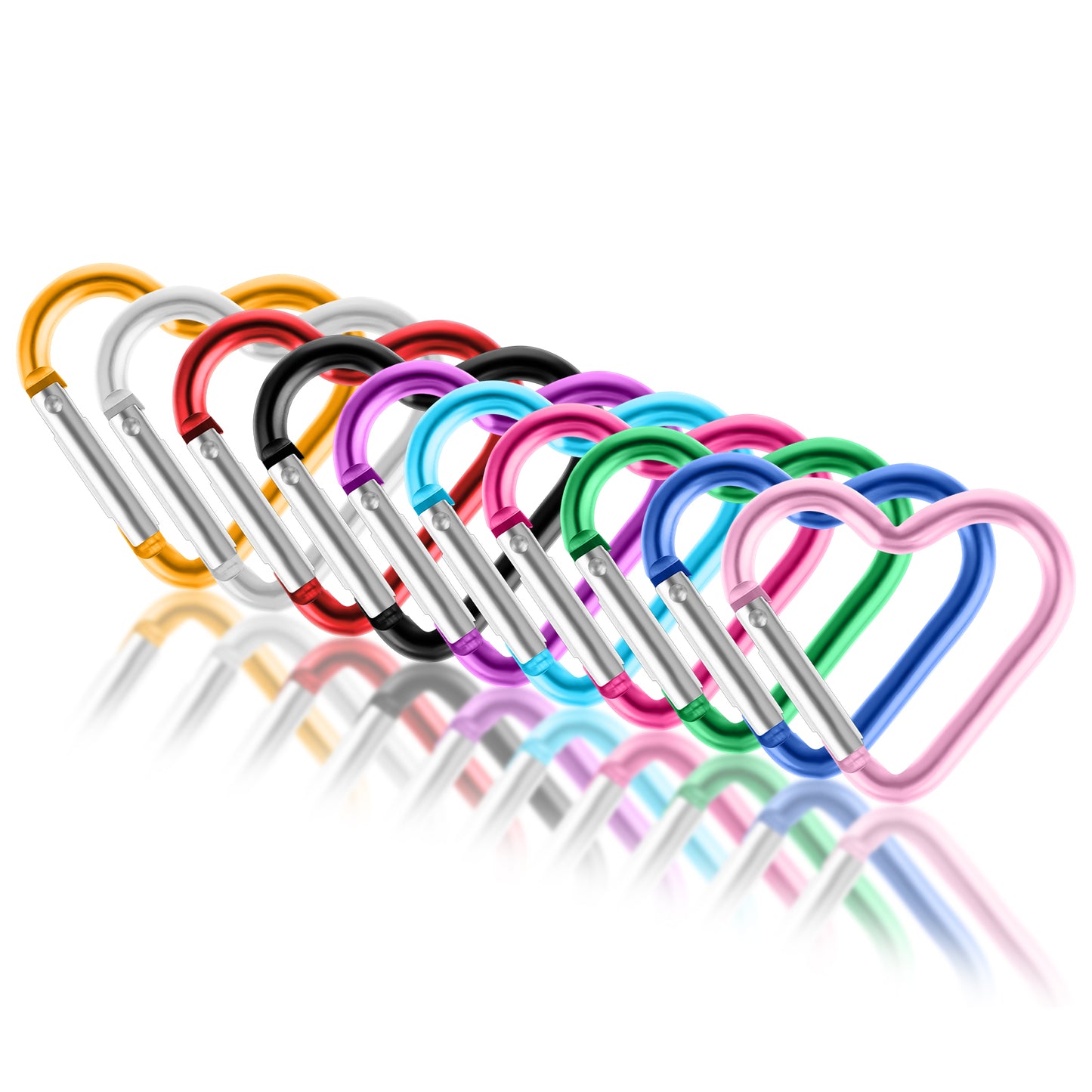 Ouligay 10pcs Heart Keychain Clip, Star Carabiner Cute Heart Shaped Key Ring Clip, Carabiner Heart Backpack Clips for Dog Leash Water Bottle Holder Snap Clips Keys