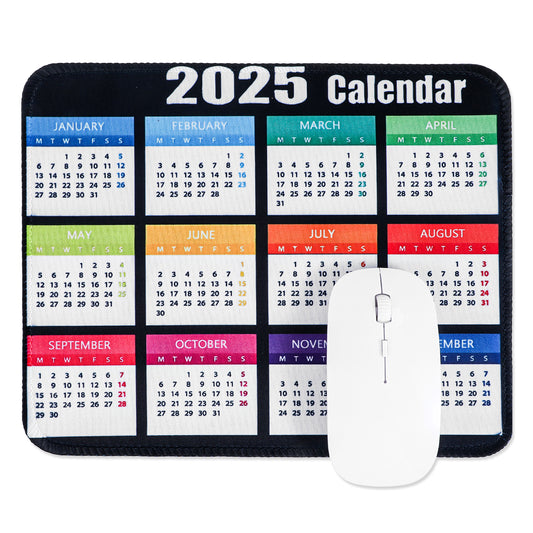 Ymapinc 2025 Mouse Pad Calendar with Holidays, White Non-Slip Rubber Mousepad for Computers Laptop Office Use Gaming Mousepad for Desk