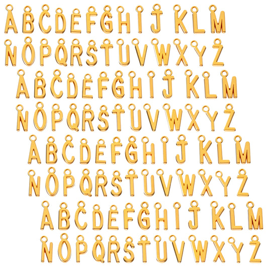104 Pcs Gold Letter Charms for Jewelry Making Gold Alloy Metal Spacer Beads Capital A-Z Alphabet Initial Charms for DIY Craft Bracelet Wristbands Necklace Choker Keychain Jewelry Making Finding Gifts