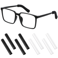 Ymapinc 4 Pairs Silicone Glasses Ear Cushions, Black & White Non Slip Soft Eyeglass Temple Sleeves, Rubber Earpad Cover for Preventer