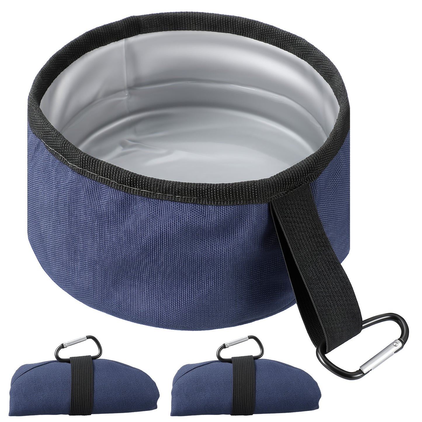 Xinjoduz 2 Pack Portable Travel Dog Bowls, Foldable Dog Dish Lightweight Puppy Water and Food Bowl Pet Hiking Accessories for Small and Large Pets Dogs with Buckles (Dark Blue, 40 oz)