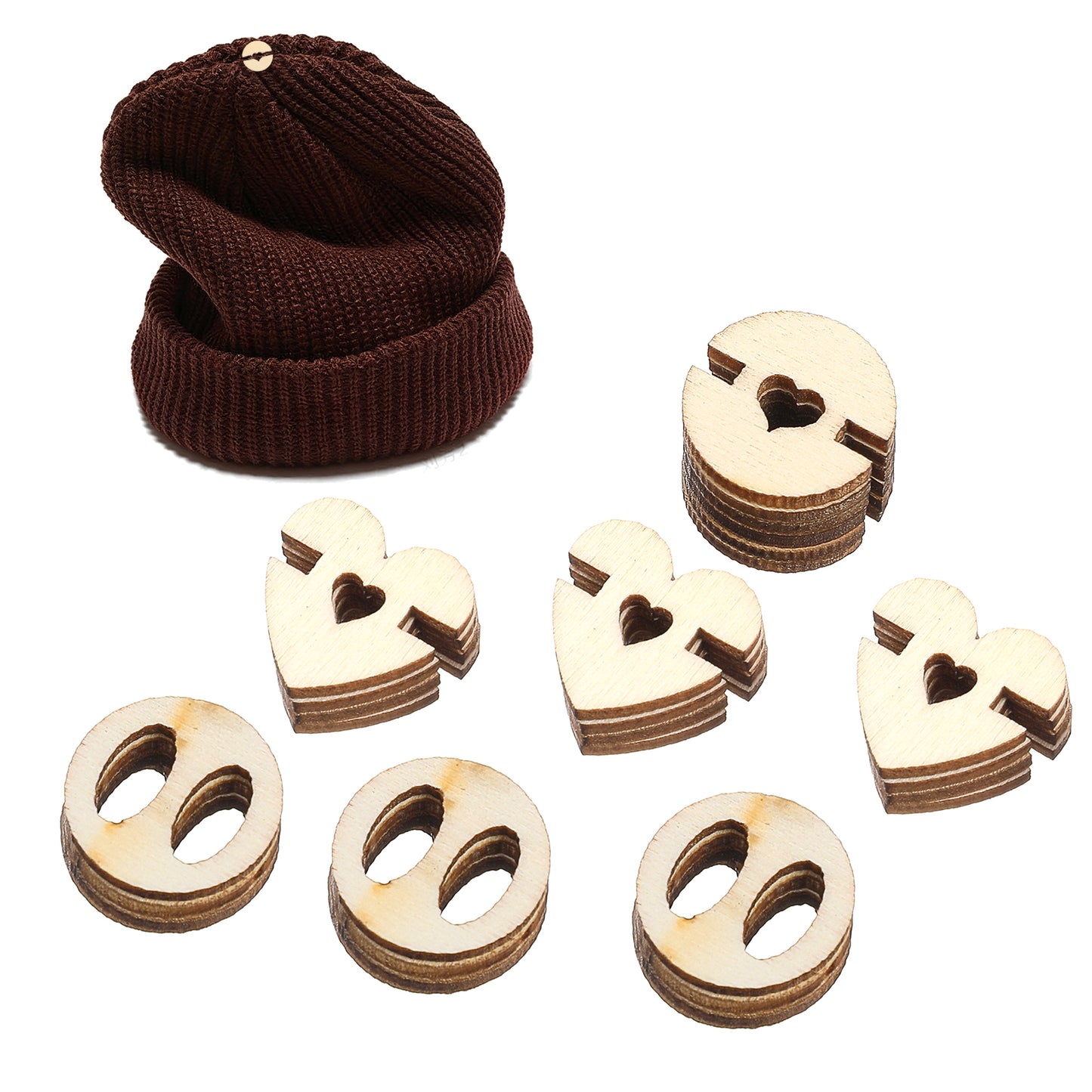 90PCS Wooden Buttons for Hats, Multipurpose Handmade Pine Buttons for DIY Projects, Removable Pom Pom Holder Fasteners for Knitting Beanies Caps