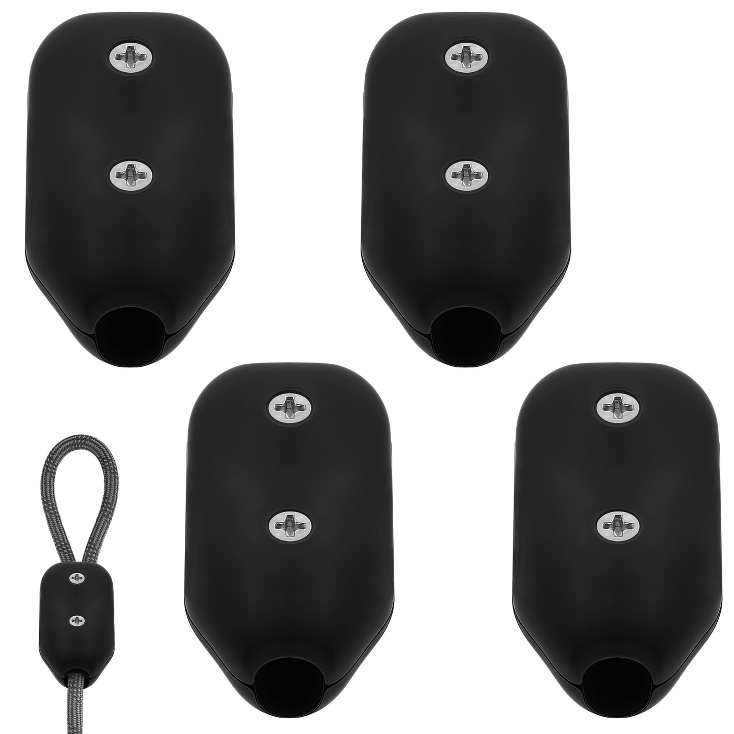 2Pcs Rope Clamps, Ymapinc Reusable Rope Clamp 3/8 Inch Connector Clamp of Plastic Climbing Loop Fasteners for 7-8 mm Nylon or Braided Cord (Black)