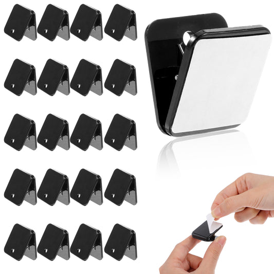 Xindojuz 20 PCS Self Adhesive Clips, Tapestry Wall Hanging Clips, Double-Sided Adhesive Plastic Spring Clip Shower Curtain Photo Hooks for Office Home Poster Photo Flag Decorations, Black