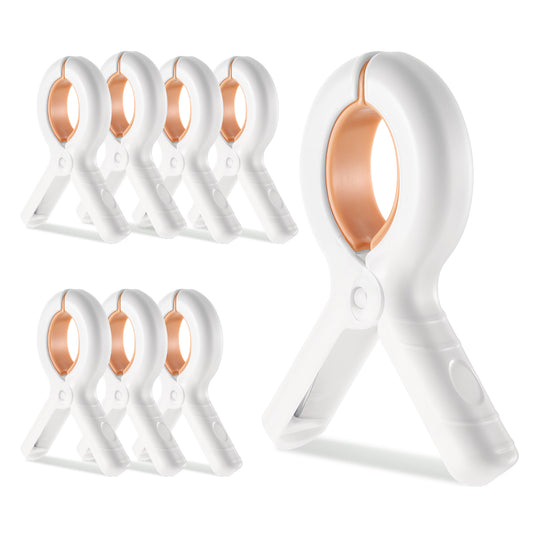 Tyqour 8pcs Sunbed Pegs Clips for Beach Towels, Beach Towel Pegs for Sun Loungers, Heavy Duty Large Towel Pegs, Extra Strong Strong Grip Keep Your Towel from Blowing Away Beach Accessories (Yellow)