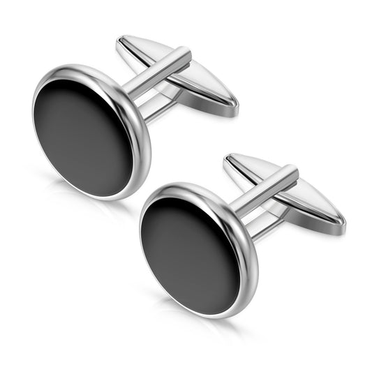 Tyqour Mens Black Cufflinks For Men Cuff Links Groom Classic Shirt CuffLinks for Men Wedding Cuff Links for Father Husband Boyfriend