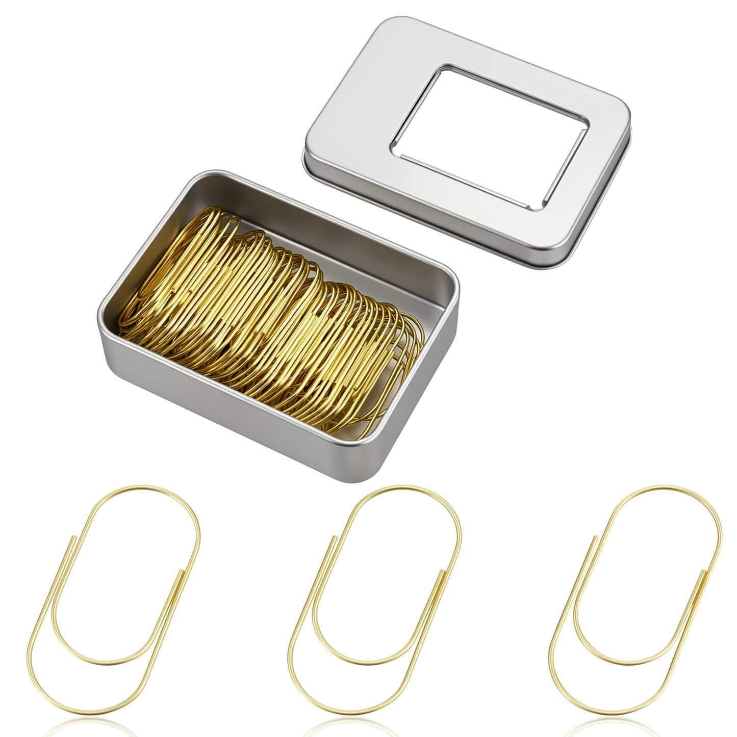 Nogeqi 50PCS Large Gold Paper Clips, 50mm/2 Inch Jumbo Paper Clips, Oversized Gold Paperclips Non Skid for Planner Office Supply Organization Accessories