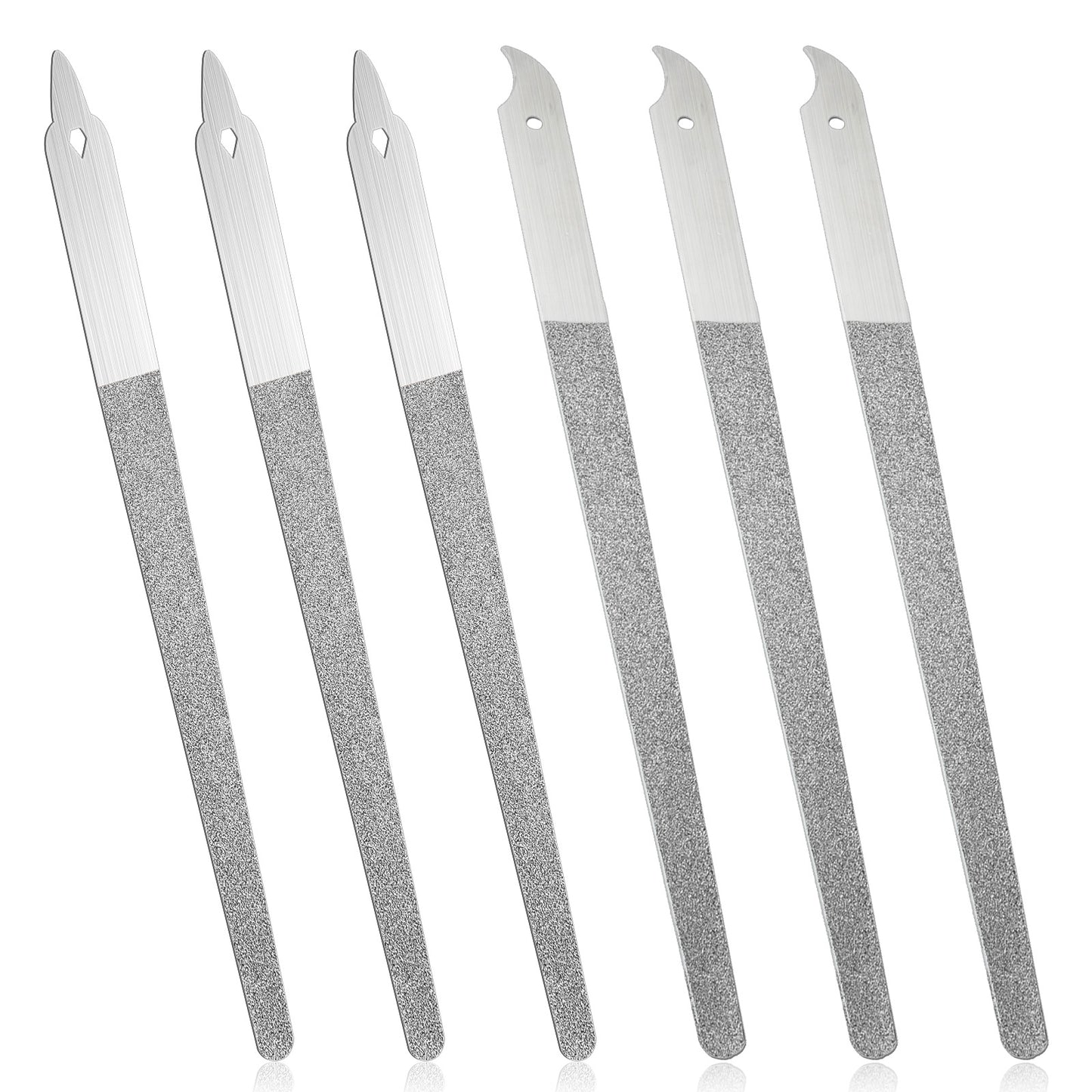 6 Pcs Diamond Deb Nail File Double Sided Stainless Steel Metal Nail Files with Sharp Pointed Tip for Natural Nails, Professional Manicure Pedicure Tools for Women Men Salon Home