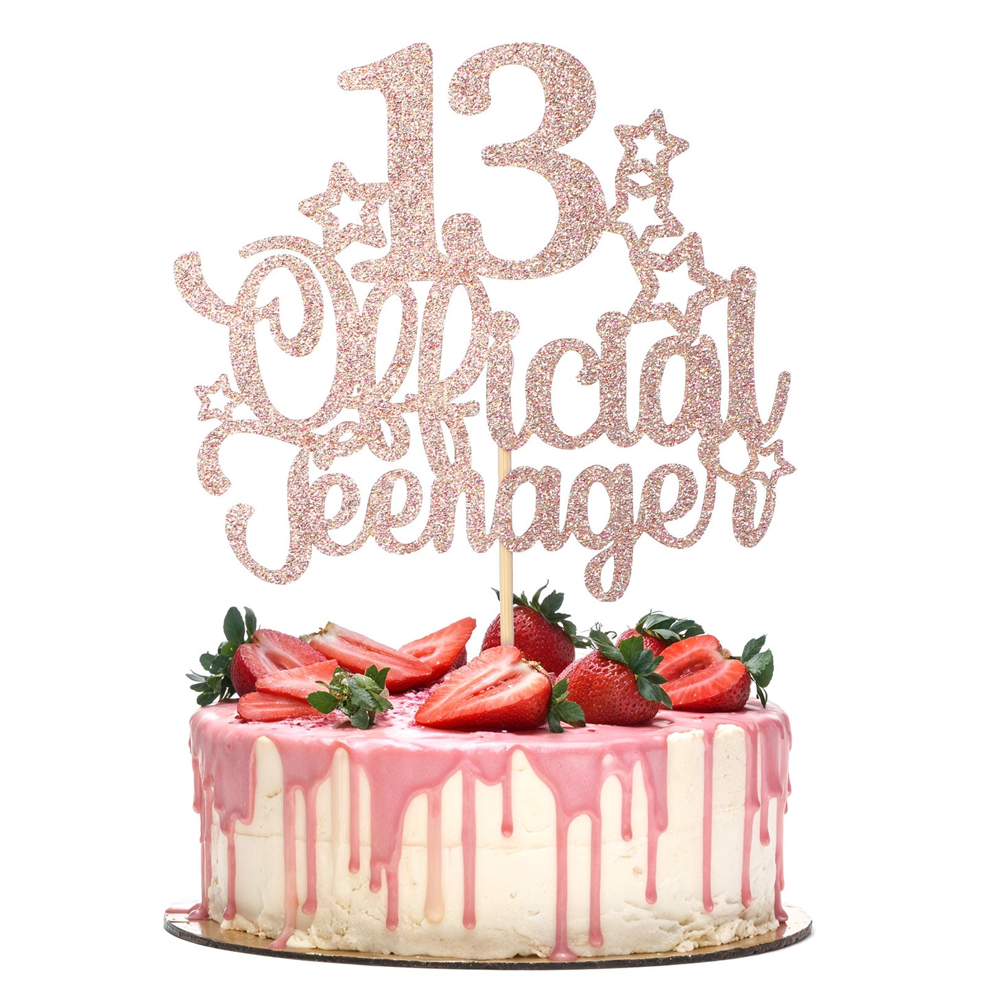 Tyqour 13 Official Teenager Birthday Cake Topper, Glitter 13 Cake Topper, 13th Birthday Cake Decorations Supplies Gifts for Teen Girls Boys (Rose Gold)