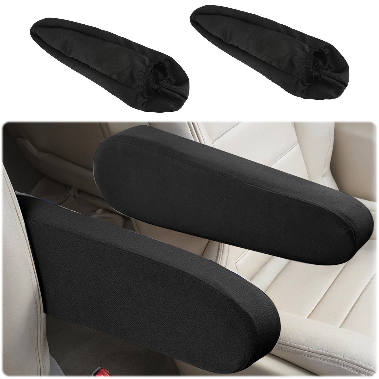 2 Pcs Car Front Seat Armrest Covers,Cloth Fabric Armrest Protectors,Soft Breathable Elastic Fabric,Universal Accessories Fits Front Seats of Most Cars, SUV, Trucks, Easy to Install and Clean