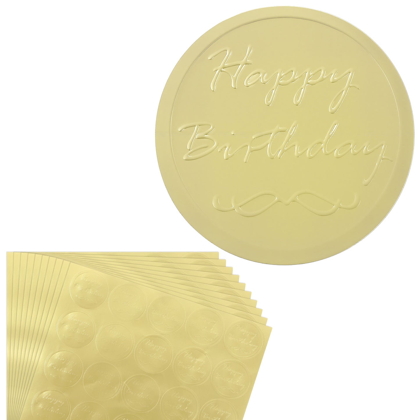 250 PCS Happy Birthday Stickers, 1.5" Round Gold Foil Stickers Self Adhesive Embossed Envelope Seal Sticker Labels for Adults Birthday Party Cards Invitations Gift Packing Favor Present
