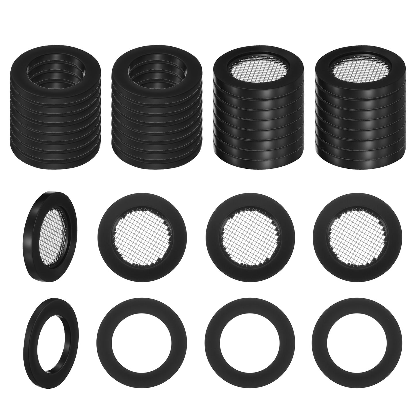 40 Pcs Shower Head Filter Gasket, 3/4" Universal Rubber Washers & Stainless Steel Mesh, 20 O-Ring Stainless Steel Water Hose Gasket and 20 Rubber Washers Plumbing for Faucet Hose Seal Ring Connection
