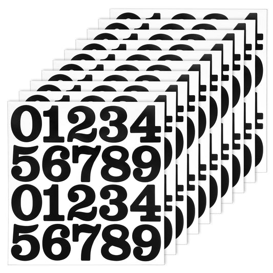 10 PCS Black Number Stickers, Self-Adhesive 2 Inch Waterproof Stickers for Mailbox, Door, Trash Can, Sign, Home Organization