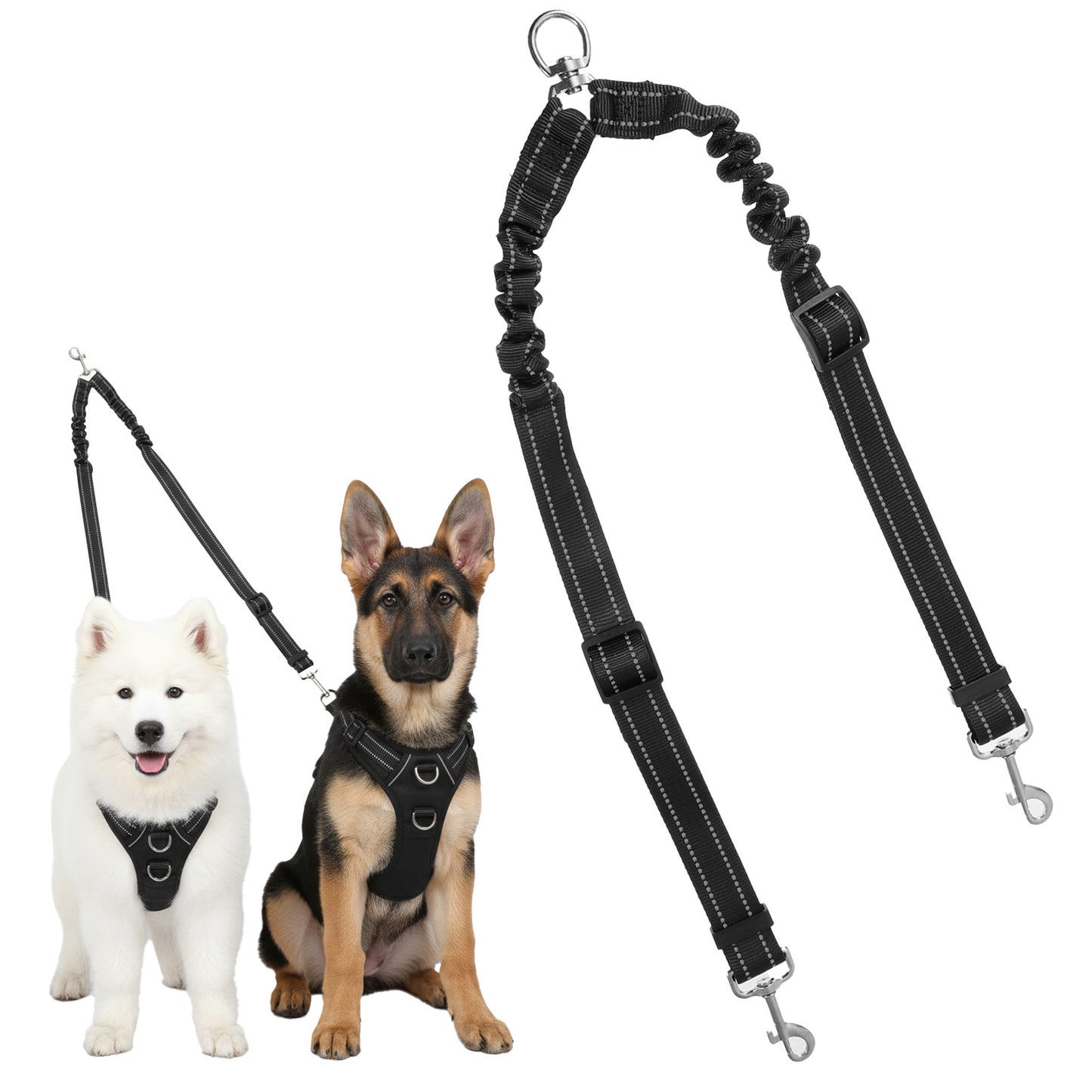 Double Dog Leash for Two Dogs, No Tangle for Small 2 Dogs Walking Dual Leashes, No Pull Two Dog Leash