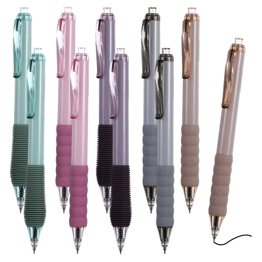 10 Pack Ballpoint Pens, Black Ink Ball Point Pen, Medium Point 1.0mm with Soft Grip Retractable, Colorful Pens for Office and School Supplies