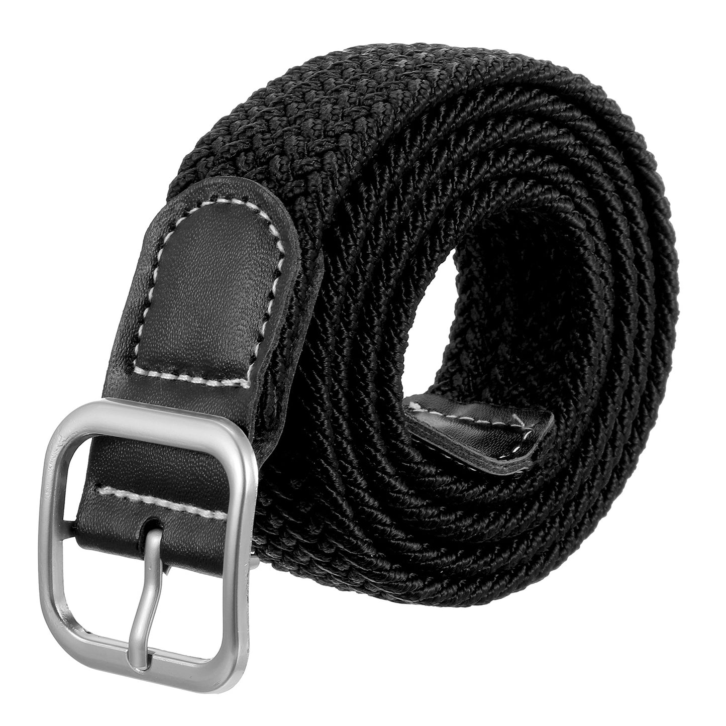 Xinjoduz Boys Elastic Braided Belt, Black Pin Buckle Stretch Elastic Braided Woven Toddler Kids Golf Baseball Belt for Boys and Girls Casual Jeans Shorts, Aged 4-12 Years (40.35 × 1.1 Inch)