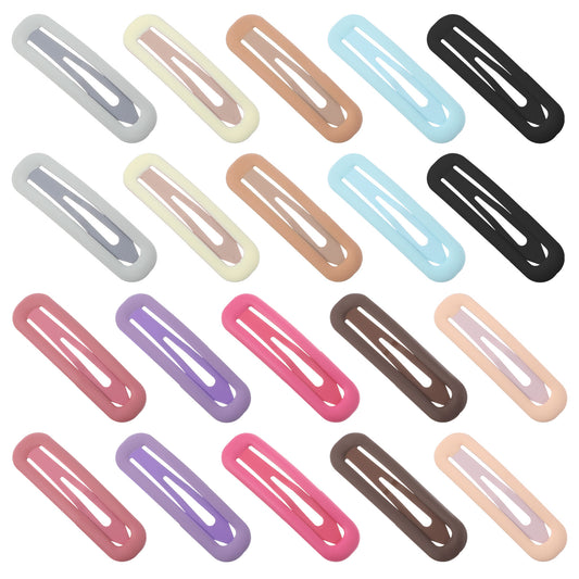20 PCS Small Rectangle Hair Barrettes for Women 10 Colors Non-Slip Snap Hair Clip Multi-Colored Metal Snap Hairs Clips Lay Down Clip for Bangs Thin Hairs Accessories Gifts 2.68 x 0.75 Inch