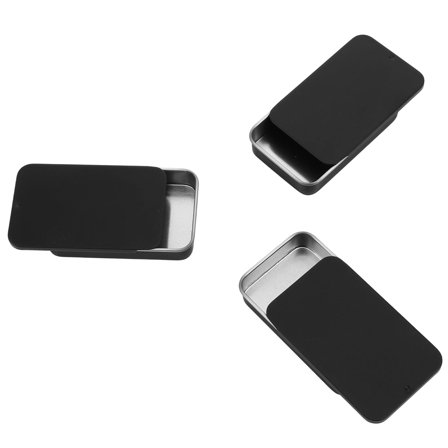 Ymapinc Small Tins with Lids, 4 Pcs Metal Tin Box, 2.95x1.77x0.59 Inch Black Waterproof Mini Storage Containers for Candy, Gum, Mint Tin, Bobby Pin, Sewing Needle Case Tiny Boxes fit Pocket/Purse