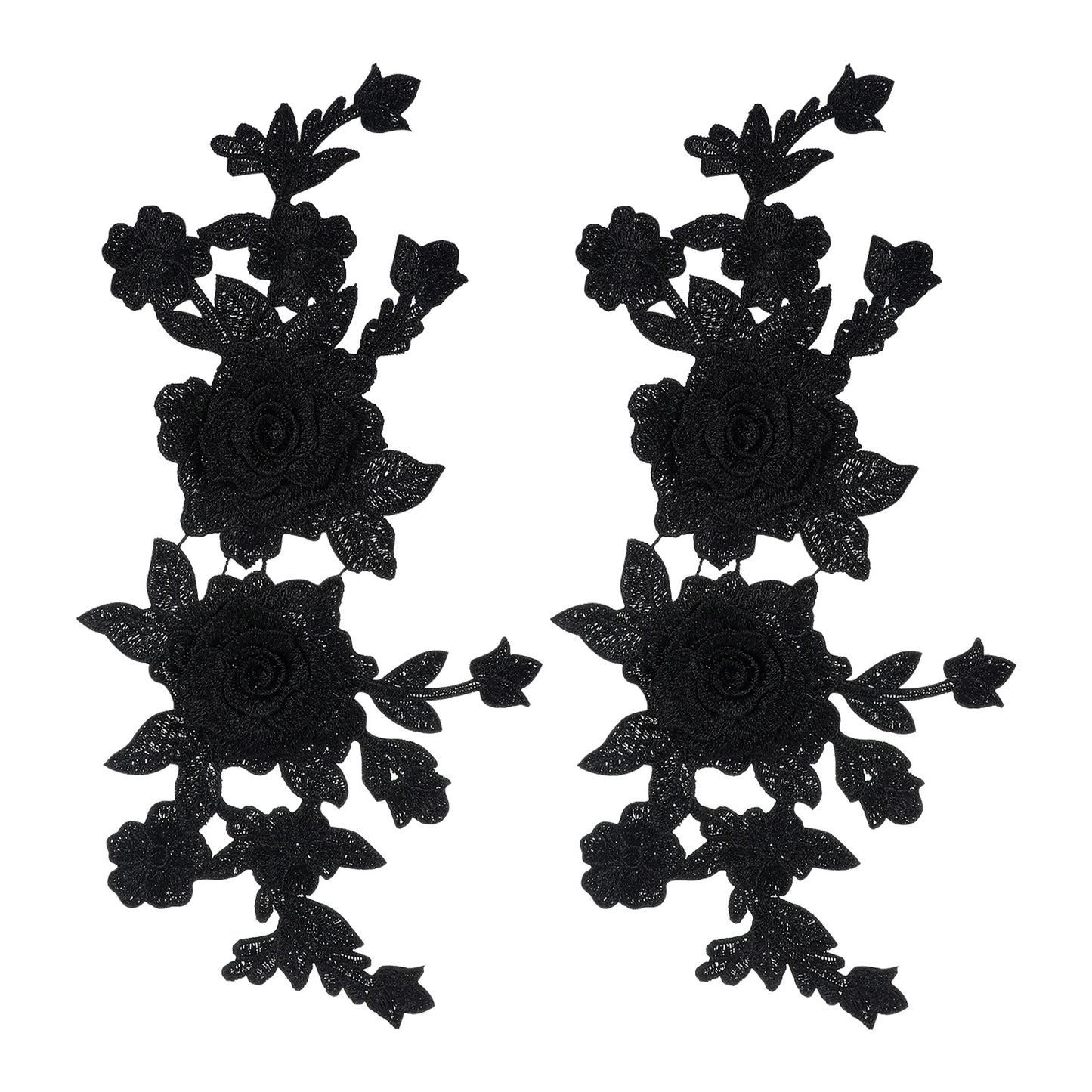 2PCS Black Appliques Embellishments,Embroidered lace Appliques Embellishments Fabric Vintage Flower Stickers Suitable for The Beautification of Backpacks Clothing Household Other Fabric Products