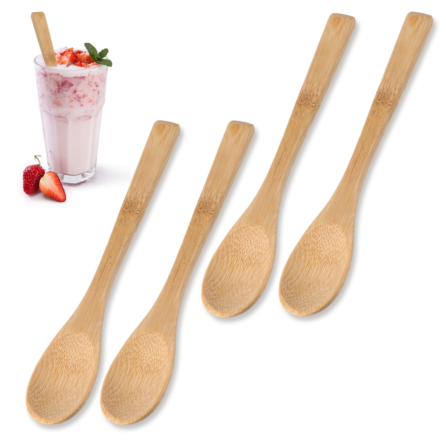 Ouligay 4Pcs Small Wooden Spoons, 6.3 inch Small Wooden Honey Spoon for Tea Coffee Bamboo Wood Spoon for Eating Serving Soup Kitchen Tiny Teaspoon