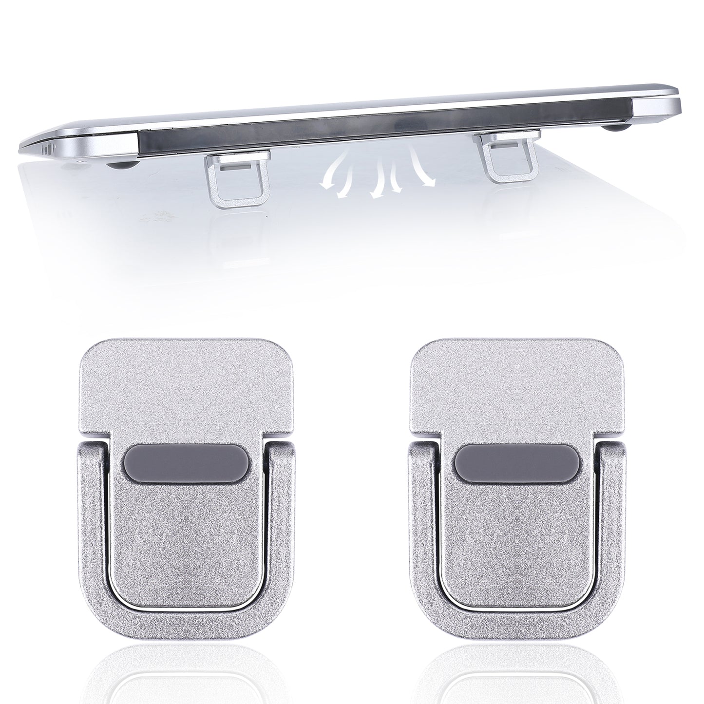 Mabor 2 Pcs Portable Keyboard Riser, Mini Laptop Stand Invisible Computer Keyboard Stands for Desk, Laptop Feet Compatible with Most Computer, Silver