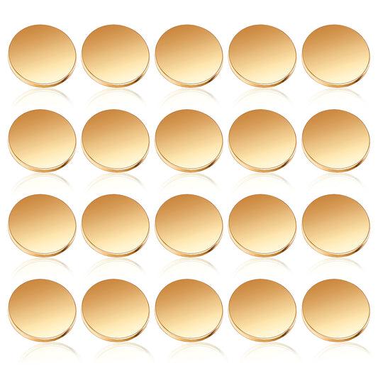 20PCS Gold Buttons Flat Metal Button Pin, Golden Alloy Coat Buttons, Round Shaped Vintage Sewing Brass Buttons Replacement for Blazers Suit Coat Shirt Jackets Craft(18mm, 23 mm)