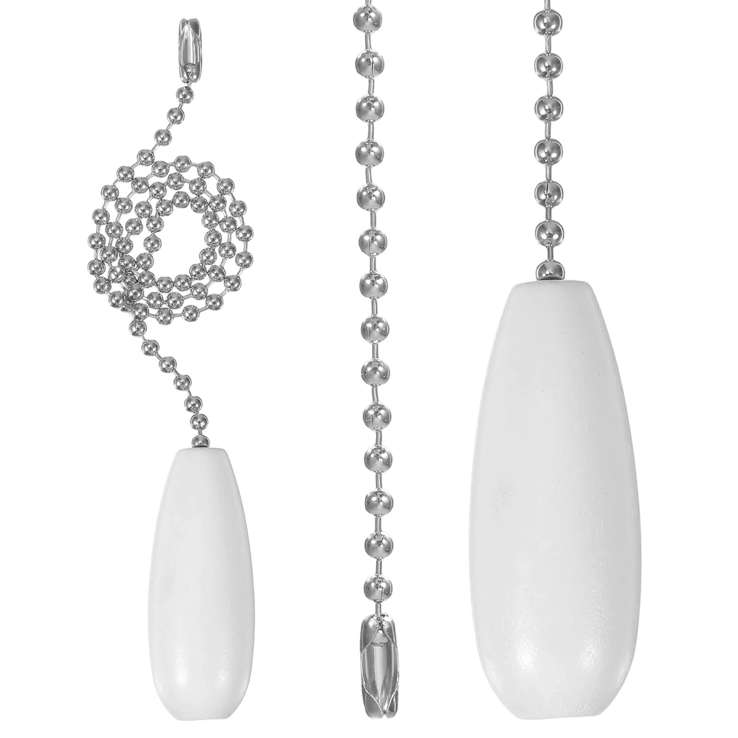 Bremorou 12-Inch Ceiling Fan Pull Chain 4 Pack Wooden Decorative Pendant Extension Chains, Beaded Ball Chains Beaded Ball Fan Cord Extender Ornament For Ceiling Light Lamp Fan Chain (White)