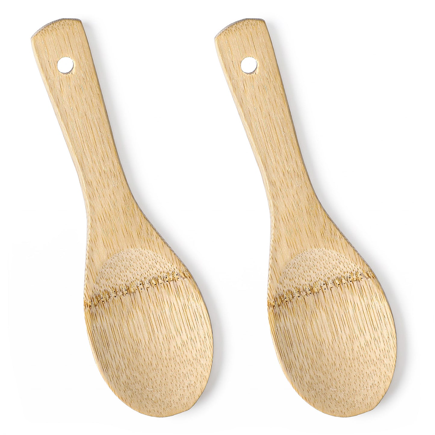 2 Pcs Natural Bamboo Rice Paddle Spoon 7.87×2.36 Inches Home Kitchen Scooper Bamboo Shamoji Lightweight Rice Scoop Wood Non-Stick for Serving and Cooking